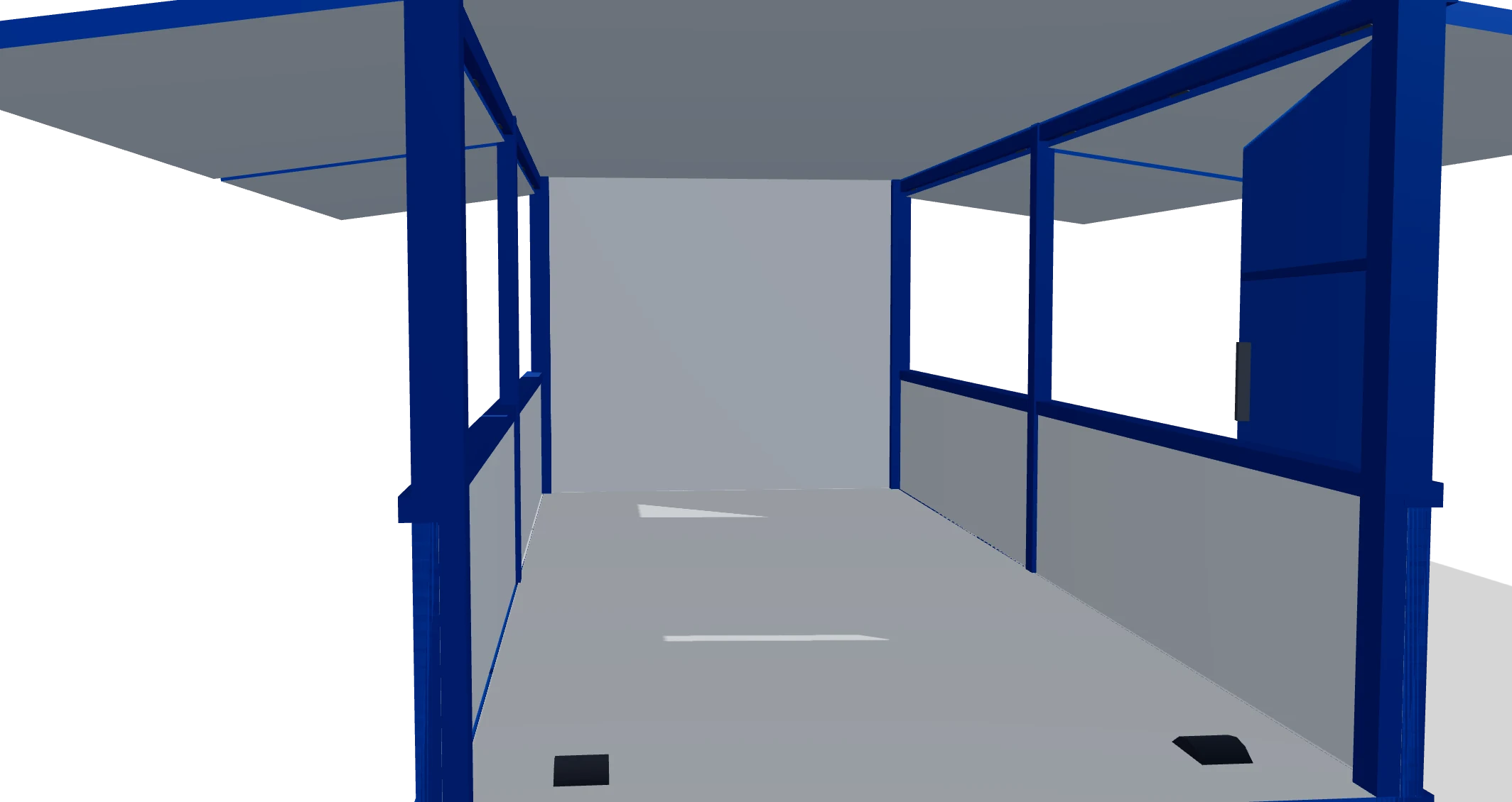 Inside the bin: smooth sheeted walls so the load tips out cleanly